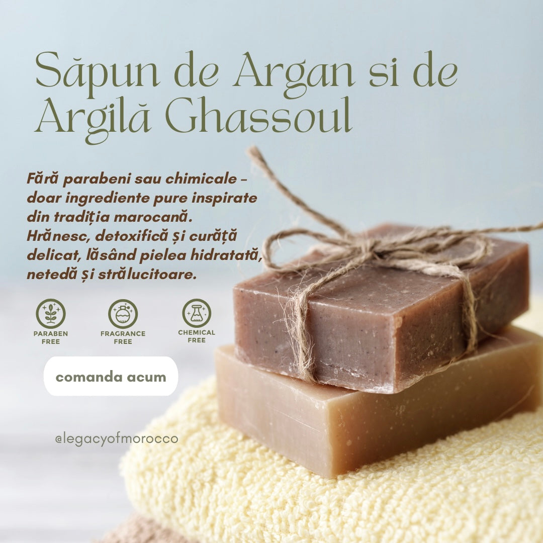 Natural argan soap with Ghassoul Clay 100g